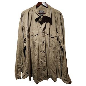 SOLD!! FILSON SEATTLE Olive Green Cotton Button Down Shirt - Size 3XL